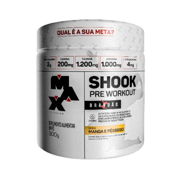 Shook Pre Workout Rafael Brandão Pote 300g Max Titanium - Manga e Pêssego
