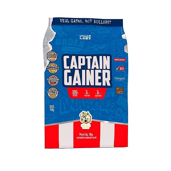 Captain Gainer Hipercalórico 3Kg Under Labz - Vanilla Cake Bear
