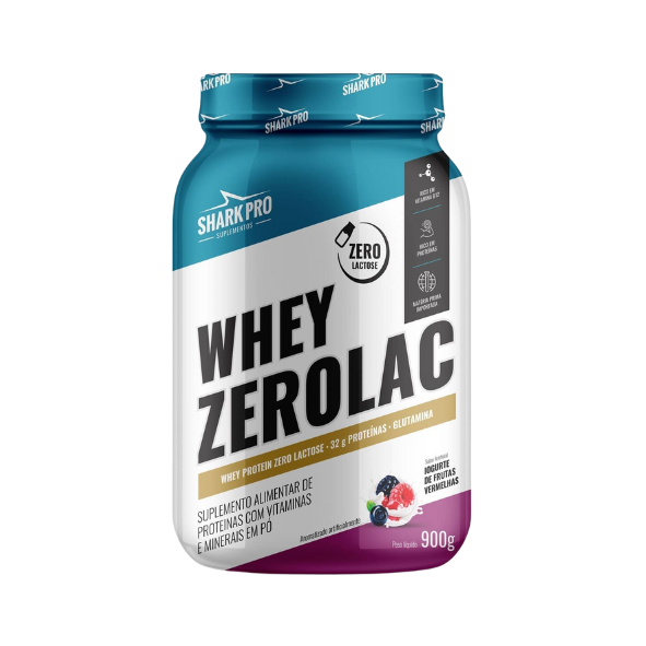 Whey ZeroLac 900g Pote Shark Pro - Iorgurte De Frutas Vermelhas