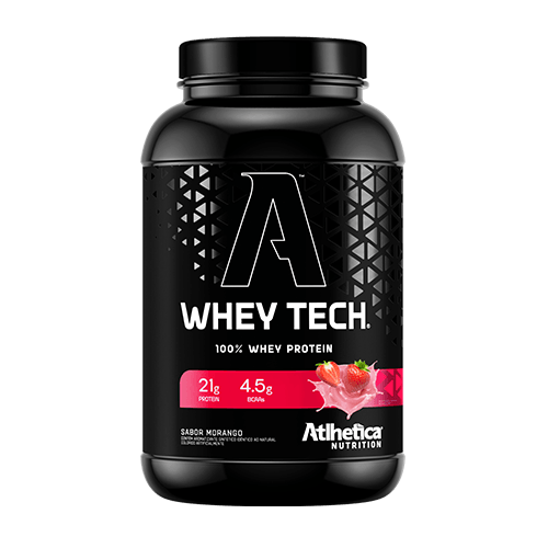 Whey Tech 100% Blend Protein Pote 900g Atlhetica Nutrition - Morango