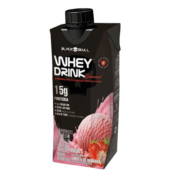 Whey Drink Goumert 250ml Black Skull - Morango - Morango