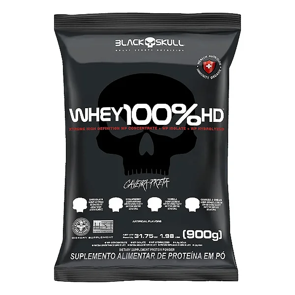 Whey 100% Hd Refil 900g Black Skull - Baunilha