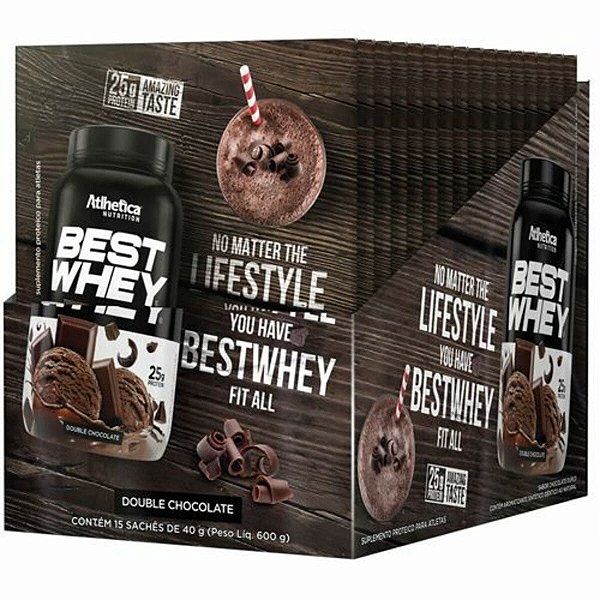 Foto de Best Whey Sache Display Com 15un Atlhetica Nutrition - Double Chocolate