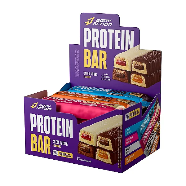 Foto de Protein Bar 55g Display Com 12un BodyAction - Misto