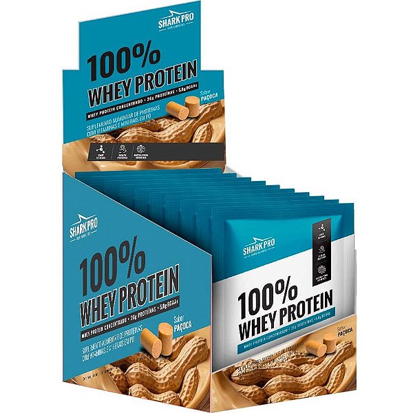 100% Whey Sache 40g Display Com 10un Shark Pro - Paçoca