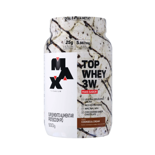 Top Whey 3W+Sabor Pote 900g Max Titanium - Cookies