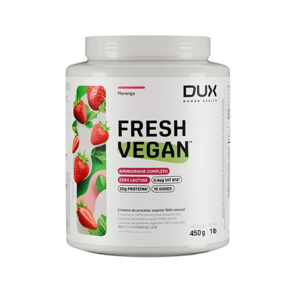 Foto de Fresh Whey Vegan 450g Dux Nutrition - Morango