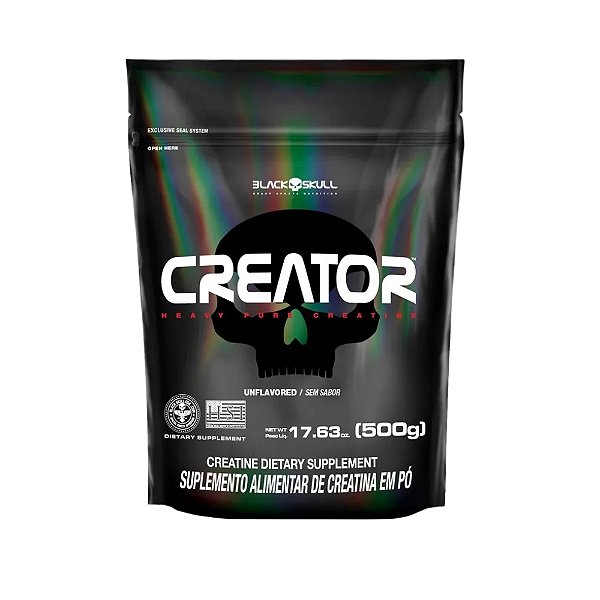 Refil Creatine 500G Caveira Preta Black Skull