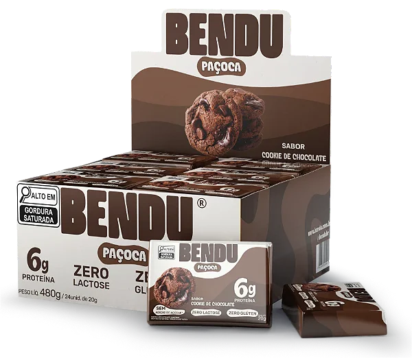 Paçoca 20g Display Com 24un Bendu - Cookies De Chocolate