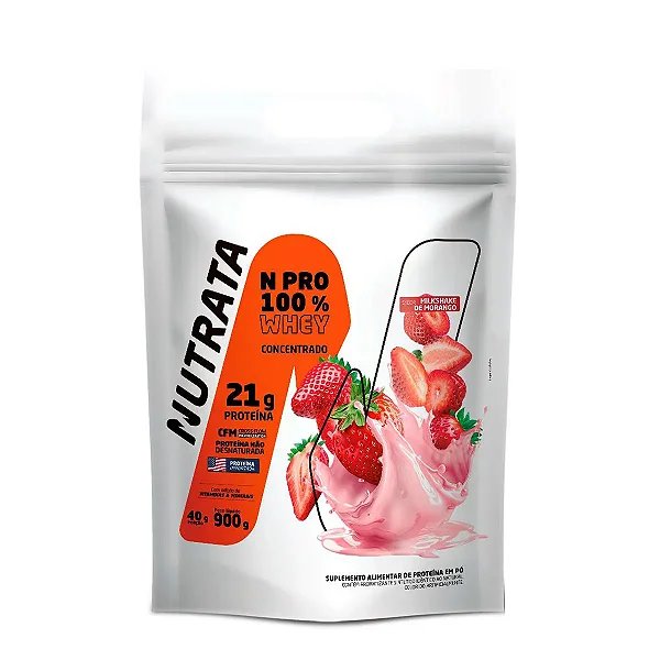 Whey NPRO Refil 900g Nutrata - Morango