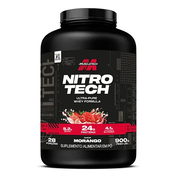 Whey Nitrotech Pote 900g Muscletech - Morango