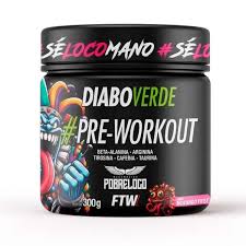 Diabo Verde Pre Workout 300g Ftw - Morango Twist Pobre Loco