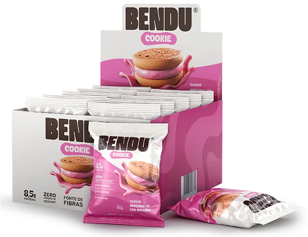 Foto de Cookie 40g Display Com 10un Bendu - Baunilha Marshmallow Com Morango