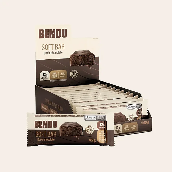 Foto de Soft Bar 50g Display Com 12un Bendu - Dark Chocolate