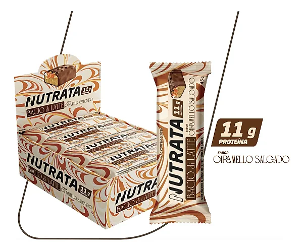 Whey Grego Bar Bacio Di Latte Display Com 12un Nutrata - Caramelo Salgado