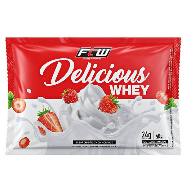 Foto de Delicious Whey Sachê 30g Morango Milkshake FTW