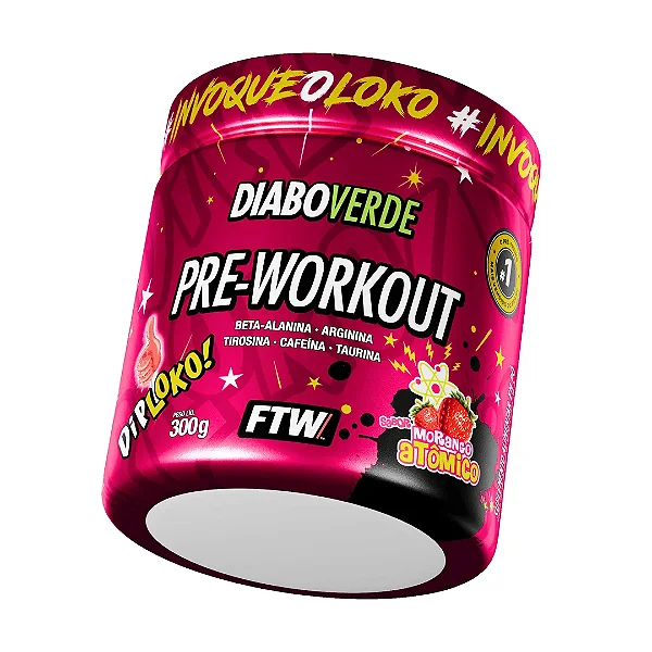 Diabo Verde Pre Workout 300g Ftw - Morango Atômico Diploko