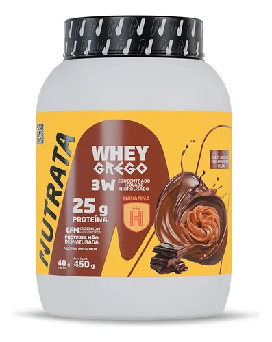 Whey Grego Pote 450g Doce De Leite Havanna e Chocolate Belga Nutrata