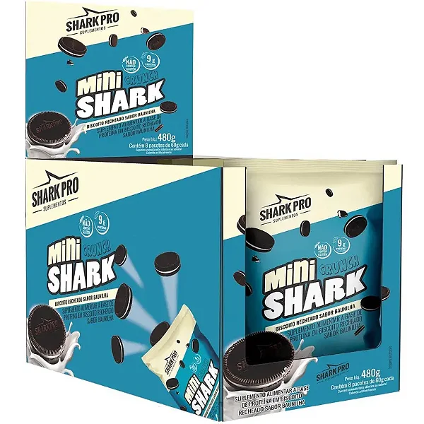 Biscoito Mini Shark 60g Display Com 8un Shark Pro - Baunilha