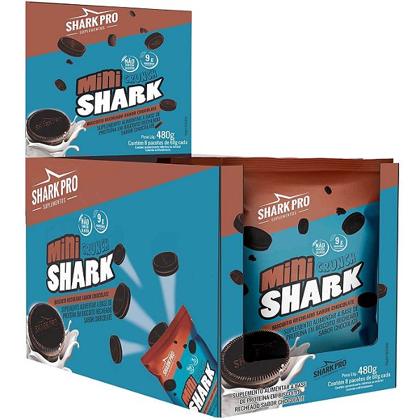 Biscoito Mini Shark 60g Display Com 8un Shark Pro - Chocolate