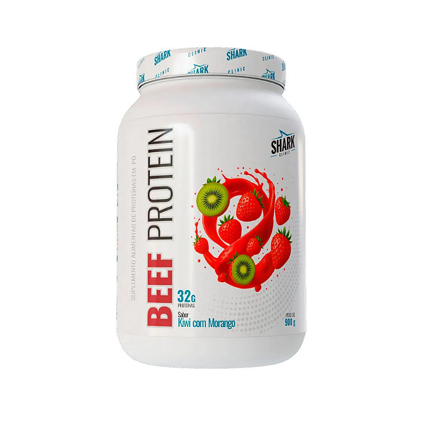Whey Beef Protein Pote 900g Shark Pro - Morango Com Kiwi