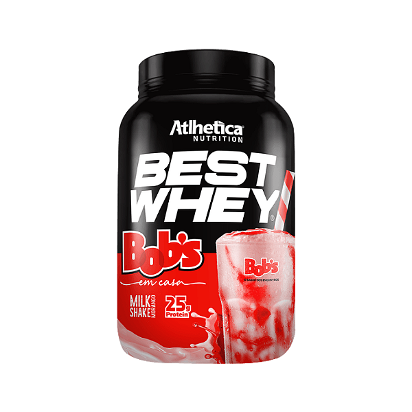 Best Whey Pote 900g Atlhetica Nutrition - Milkshake De Morango Bobs
