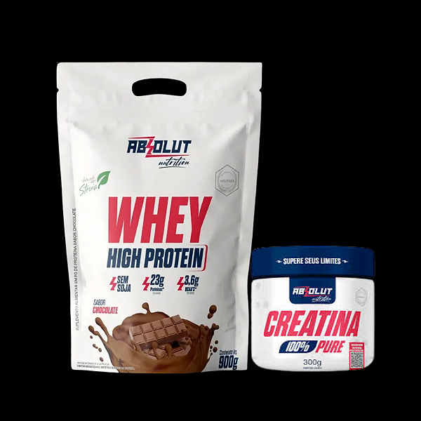 COMBO - 6 Whey Refil High 900G Absolut Chocolate + 6 Creatina 300g Absolut
