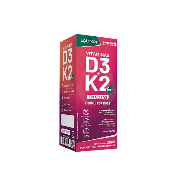 Vitamina D3 e K2 Liquida 20ml Lauton Nutrition