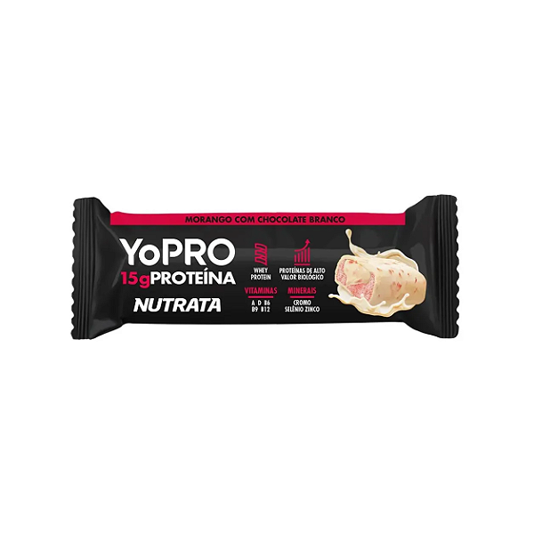 Barra Yopro 55g Nutrata - Morango Com Chocolate Branco