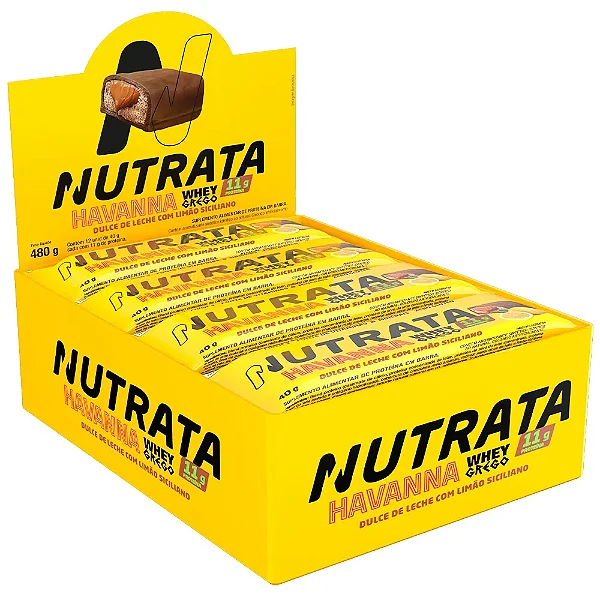 Whey Grego Bar 40g Havanna Display Com 12un Nutrata - Doce De Leite Com Limão