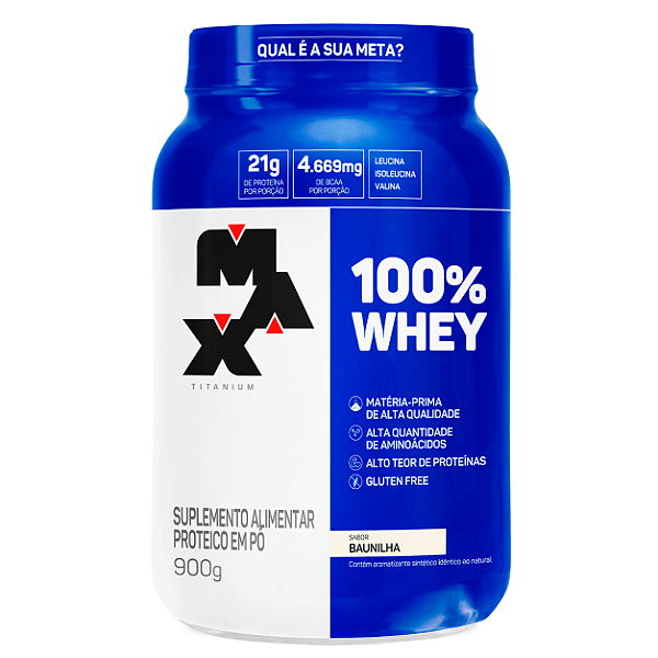 Foto de 100% Whey Pote 900g Max Titanium - Leite