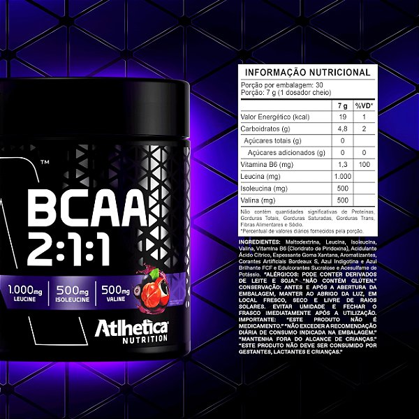 100% BCAA 2:1:1 Pote 210g Atlhetica Nutrition