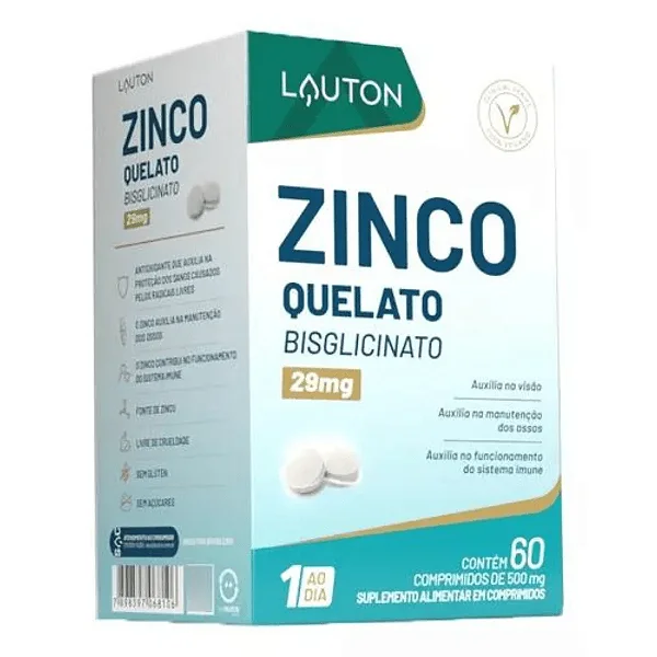 Zinco Quelato 29mg 60 Comprimidos Clinical Series Lauton Nutrition