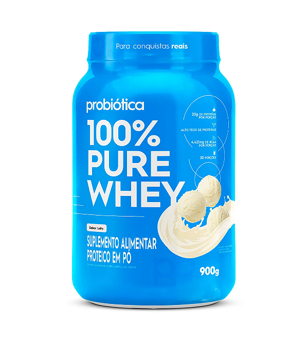 100% Pure Whey Pote 900g Probiótica - Leite