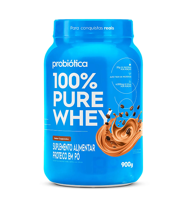 100% Pure Whey Pote 900g Probiótica - Cappuccino