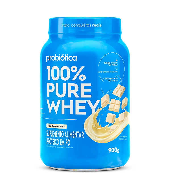 100% Pure Whey Pote 900g Probiótica - Chocolate Branco