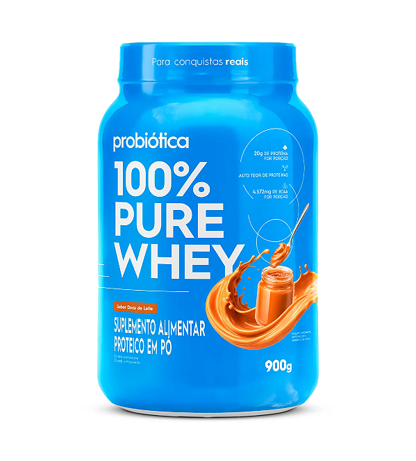 100% Pure Whey Pote 900g Probiótica - Doce De Leite