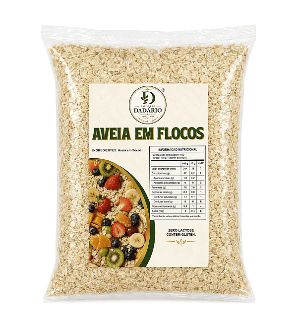 Foto de Aveia em Flocos Finos Pacote de 1kg Emporio Dadario