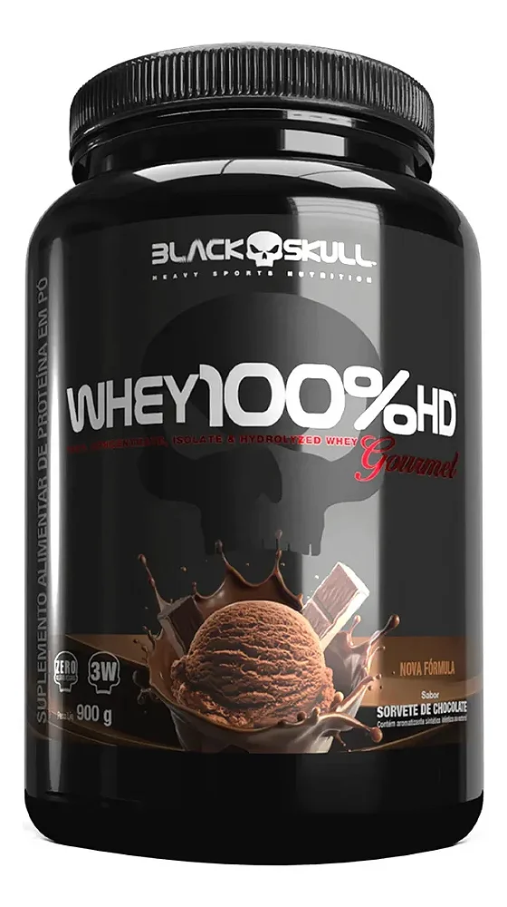 Foto de Whey 100% HD Gourmert Pote 900g Black Skull - Chocolate