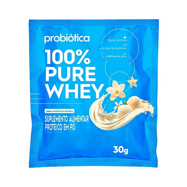 100% Pure Whey Sache 40g Baunilha Probiotica