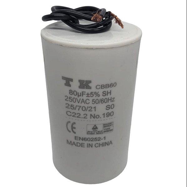 CAPACITOR PPM 80UF 250V FIO CBB60 45X93MM TK