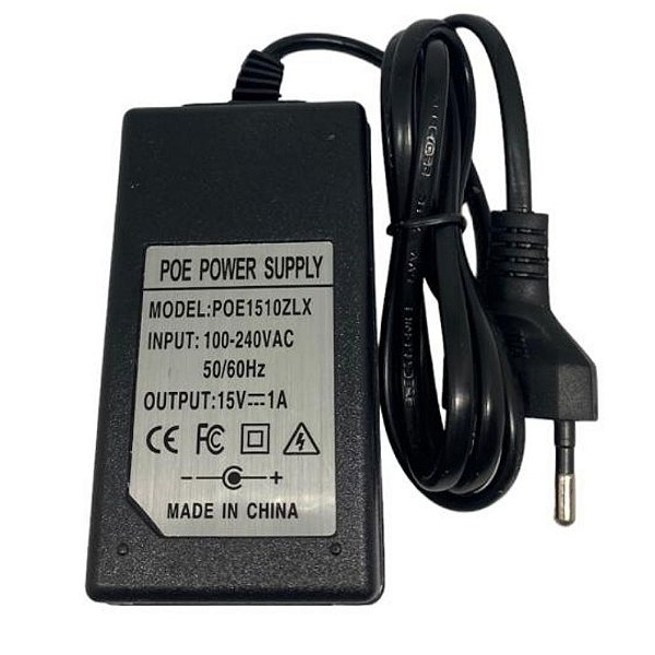 FONTE POE-1510ZLX 15V 1A C/CABO ACCESS POINT ROTEADORES BIVOLT 100-240VAC