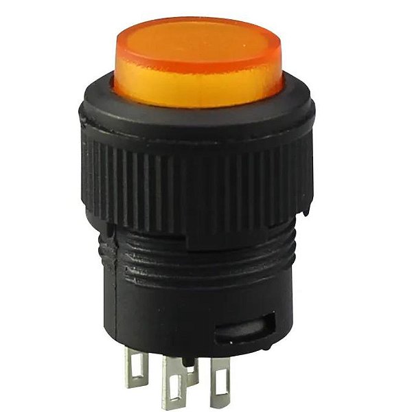 CHAVE BOTÃO C/TRAVA C/ NEON R16-503 4T LARANJA