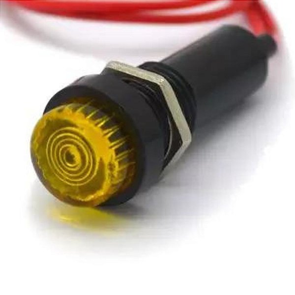 SINALEIRO OLHO DE BOI 10MM 220V XD8-2 AMARELO FIO VERMELHO