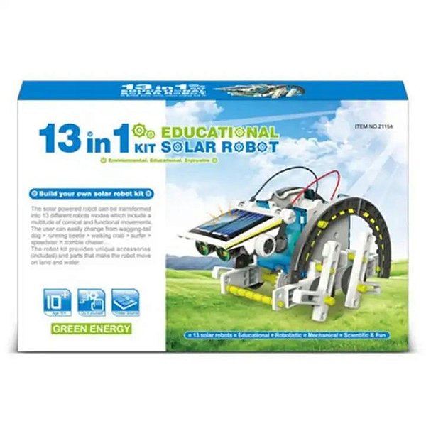 KIT ROBO SOLAR 13X1 13 MONTAGENS PARA INICIANTE EM ROBÓTICA