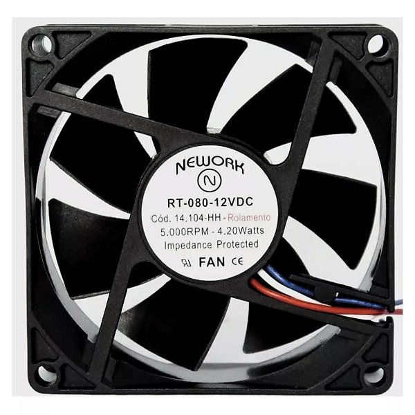 MICRO VENTILADOR 12V 80X80X25MM 5000RPM ROLAMENTO 14.104-HH NEWORK