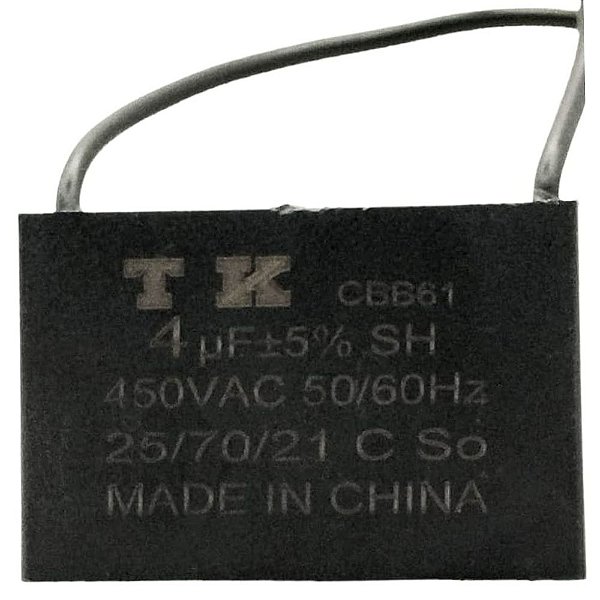 CAPACITOR PPM 4UF 450VCA FIO 4UF 450V CBB61 TK