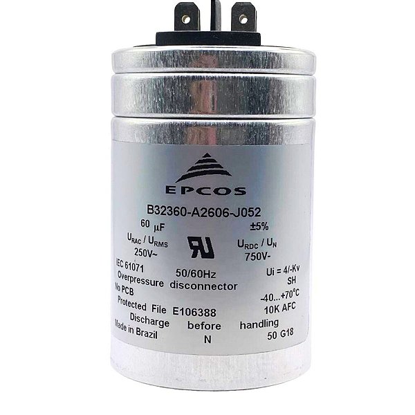 CAPACITOR DE PARTIDA 60U 250V 50X115MM B32360A2606J52 EPCOS