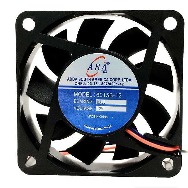 MICRO VENTILADOR 12V 6015B-12 60X60X15MM C/R0,16AMP 5.500RPM D66 3 FIOS - 601512R