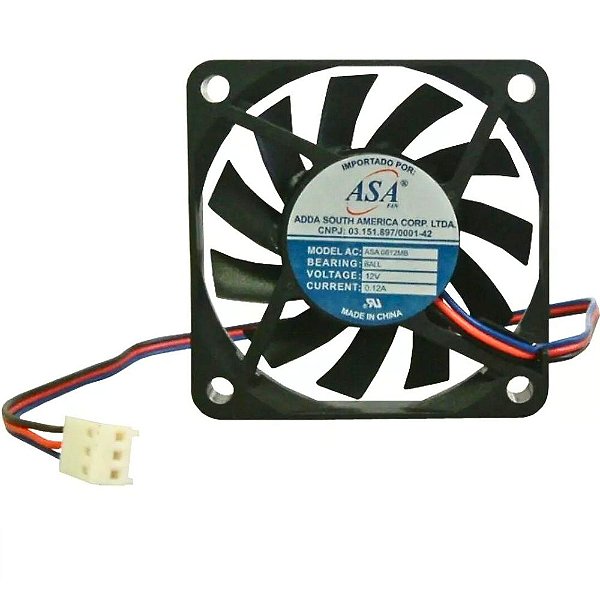 MINI VENTILADOR ASA-0612MB 60X60X10 12V C/ ROLAMENTO 4200RPM